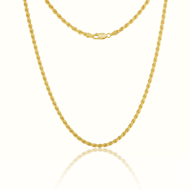 Women's Vermeil Rope Chain 3mm The Gold Goddess Women’s Jewelry By The Gold Gods