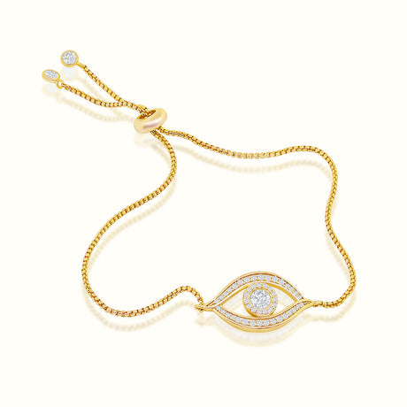 Women's Vermeil Round Diamond Evil Eye Bracelet The Gold Goddess Women’s Jewelry By The Gold Gods