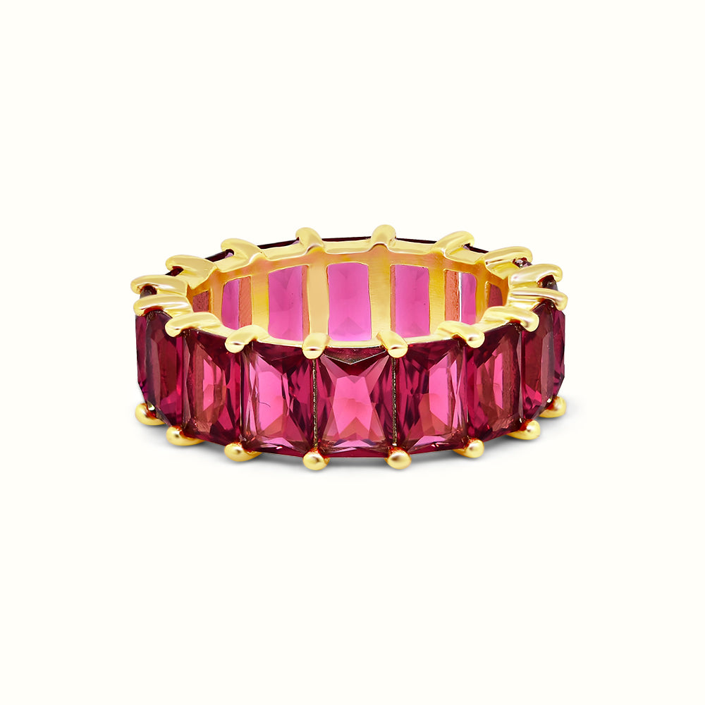 Women's Vermeil Multi Color Emerald Eternity Ring