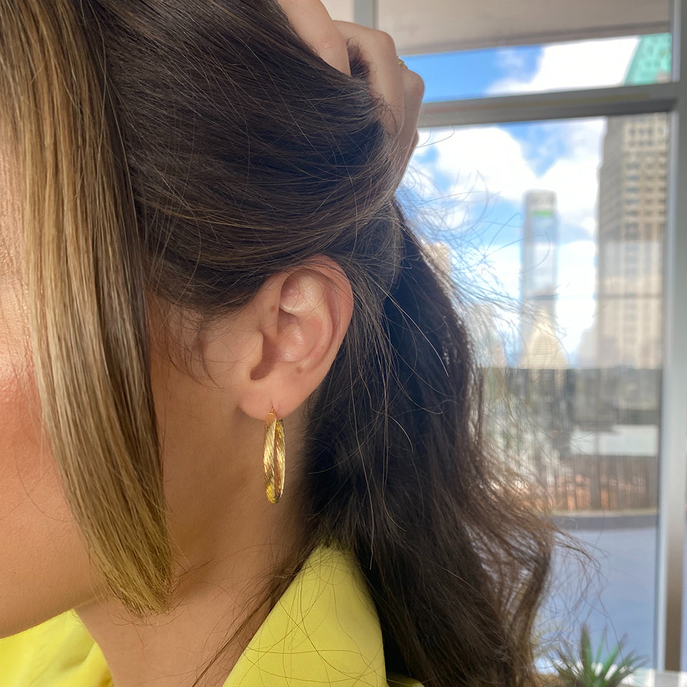 Women's Vermeil Texture Large Hoop Earrings The Gold Goddess Women’s Jewelry By The Gold Gods