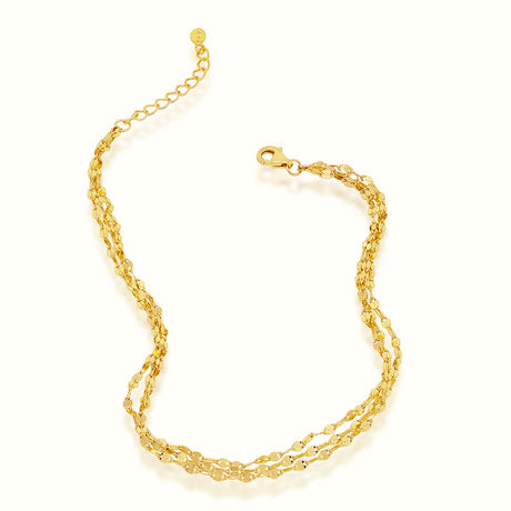 Women's Vermeil Triple Chain Anklet The Gold Goddess Women’s Jewelry By The Gold Gods