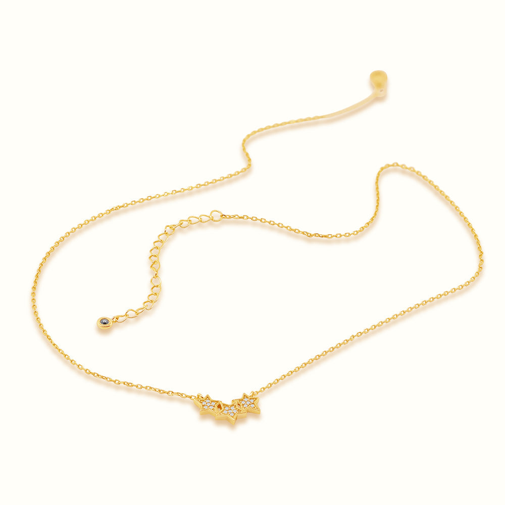 Women's Vermeil Triple Diamond Star Necklace The Gold Goddess Women’s Jewelry By The Gold Gods
