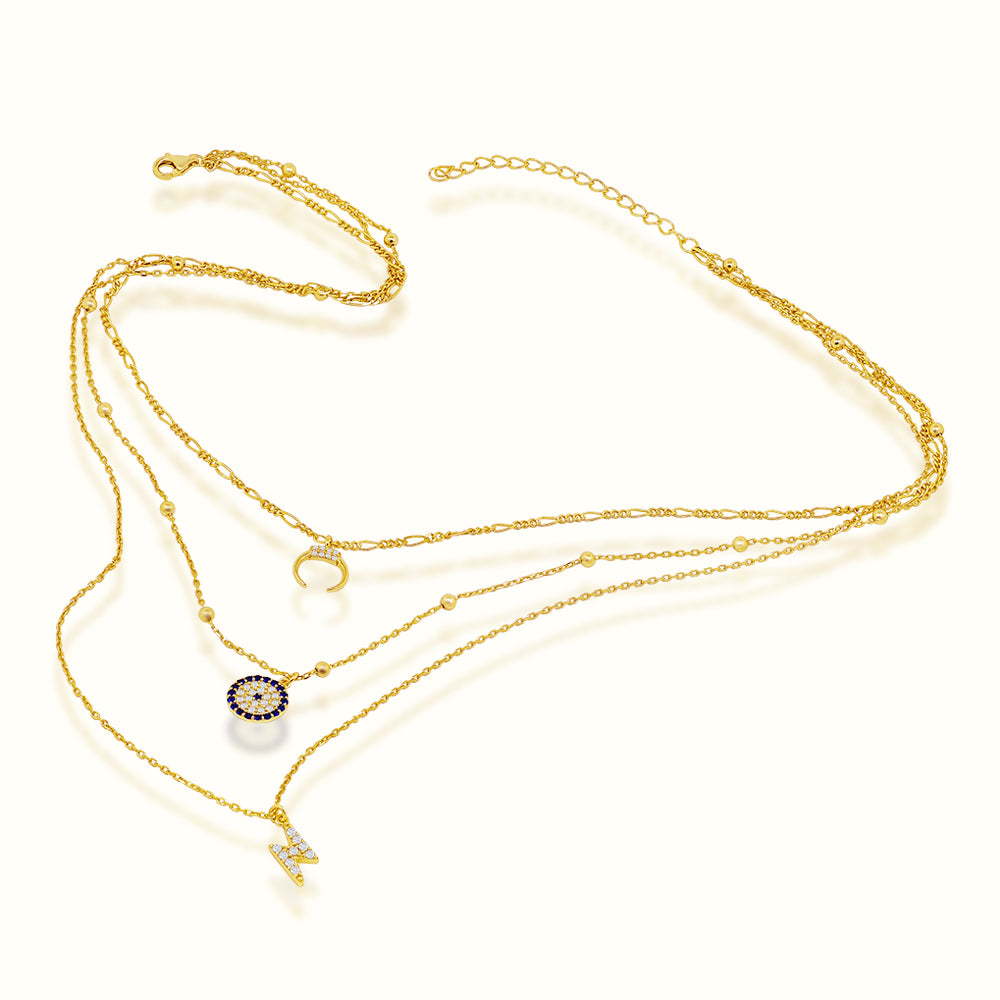 Women's Vermeil Triple Layered Diamond Necklace Pendant The Gold Goddess Women’s Jewelry By The Gold Gods