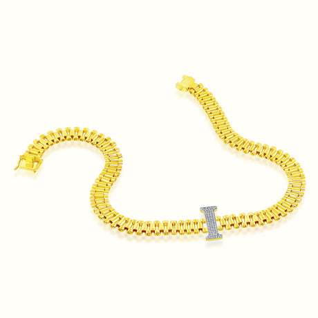 Women's Vermeil Watch Chain Diamond Initial Letter I Necklace Pendant The Gold Goddess Women’s Jewelry By The Gold Gods