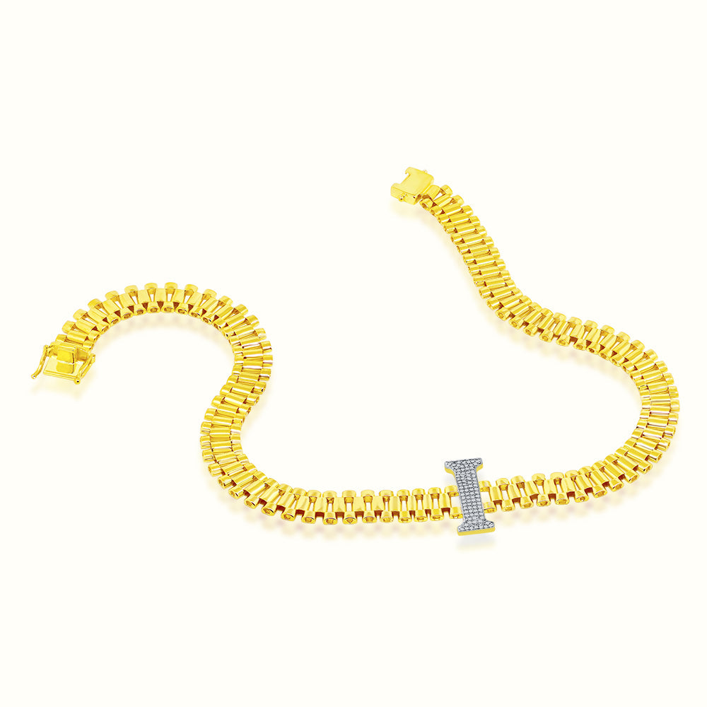 Women's Vermeil Watch Chain Diamond Initial Letter I Necklace Pendant The Gold Goddess Women’s Jewelry By The Gold Gods