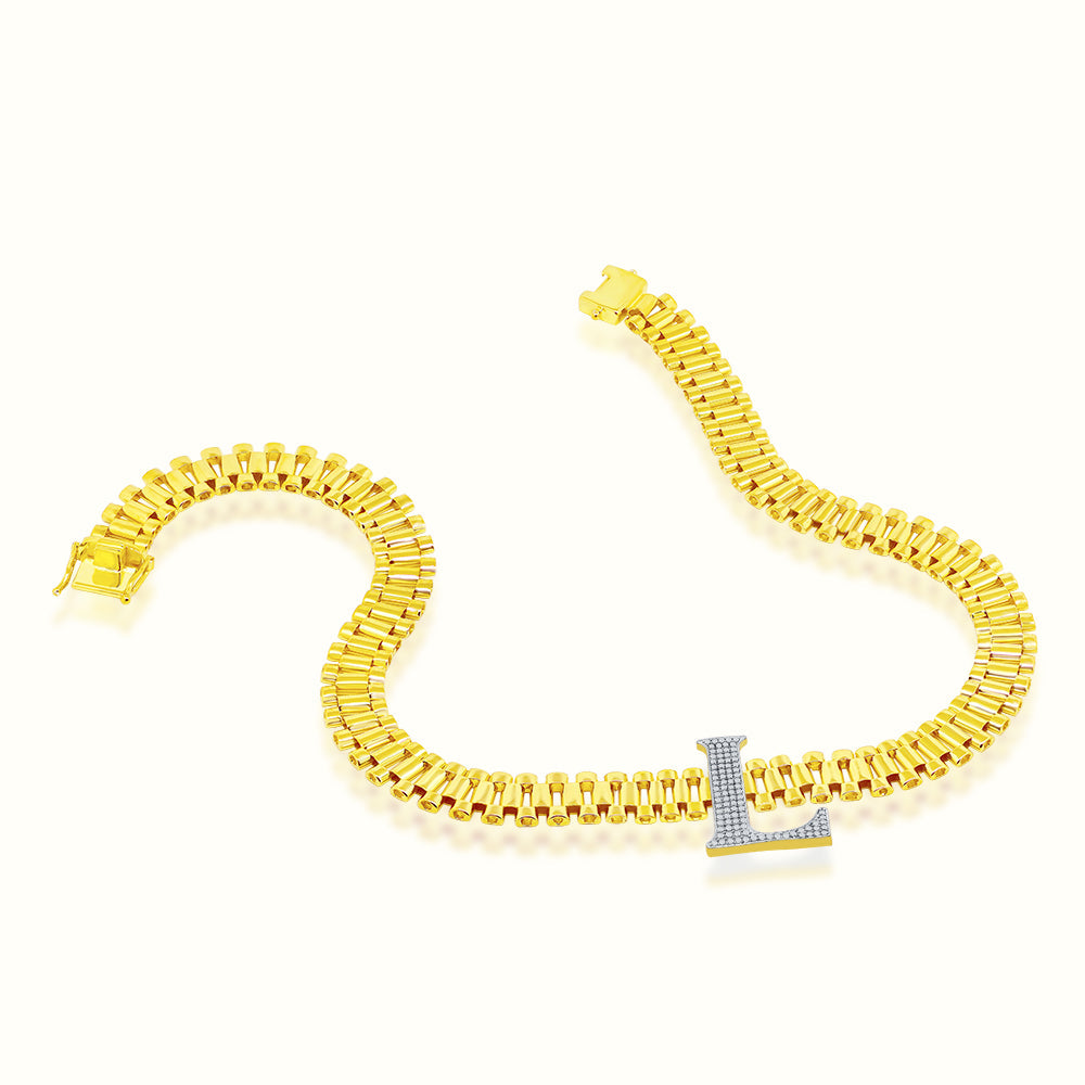 Women's Vermeil Watch Chain Diamond Initial Letter L Necklace Pendant The Gold Goddess Women’s Jewelry By The Gold Gods