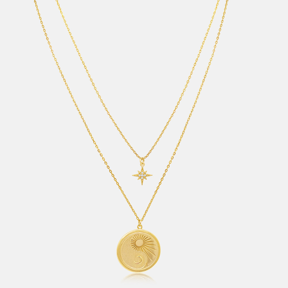 Women's Vermeil Yin & Yang Diamond Star Necklace Pendant The Gold Goddess Women’s Jewelry By The Gold Gods