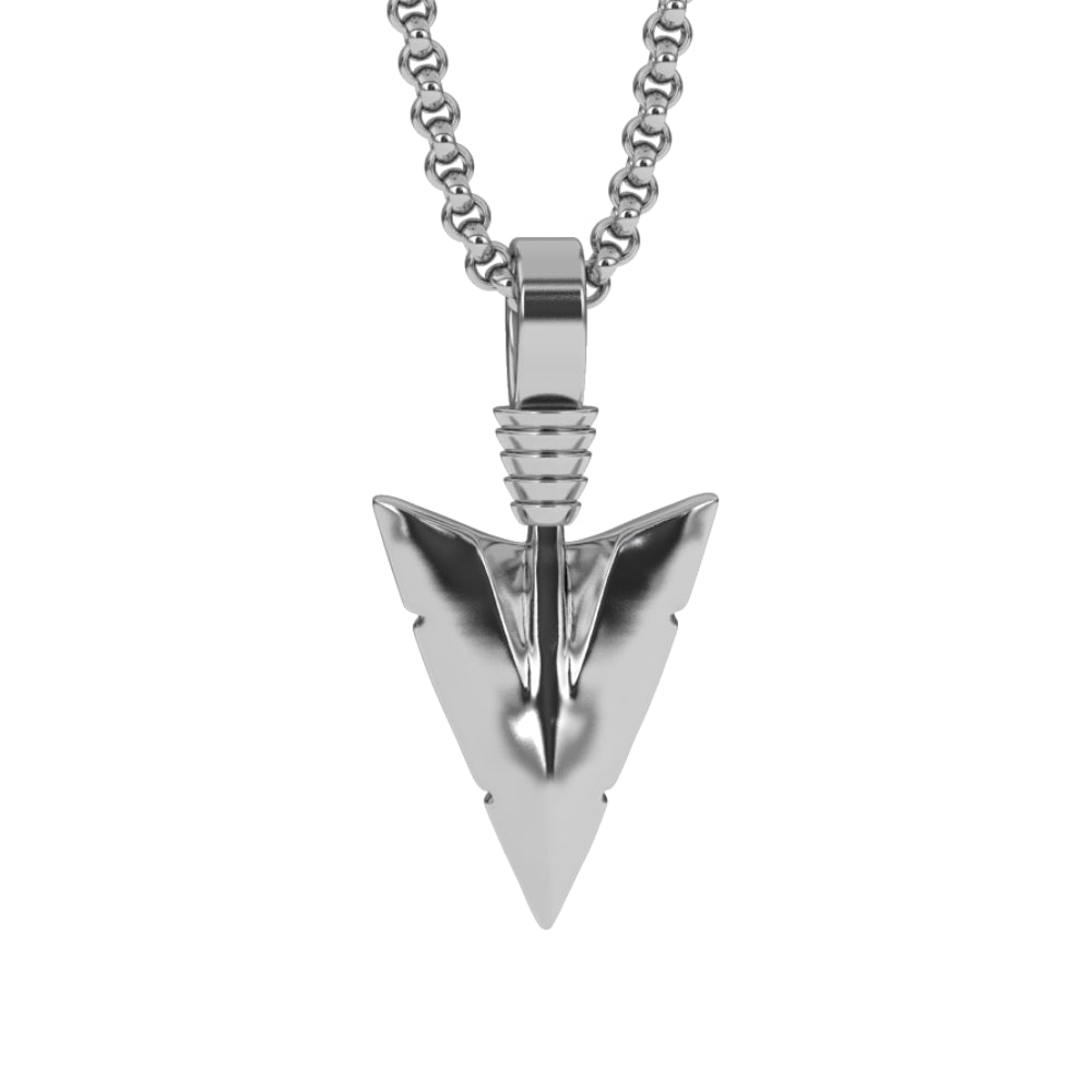 12 MICRO-ARROWHEAD-PENDANT-NECKLACE-gold-gods-gold-chain-mens-jewelry-front-view-white-gold