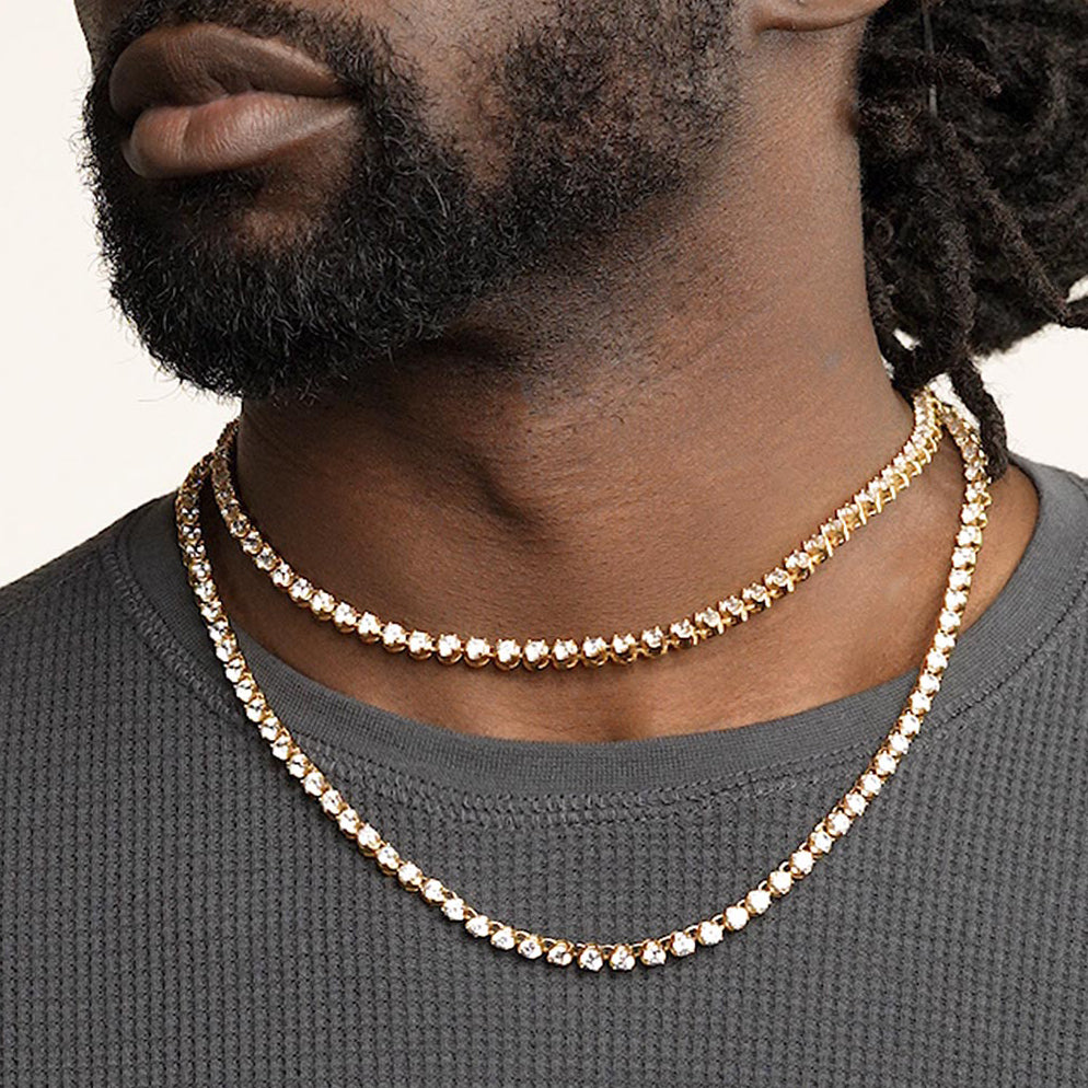 Gold Diamond Tennis Chain Necklace Buttercup The Gold Gods 18 22 inch