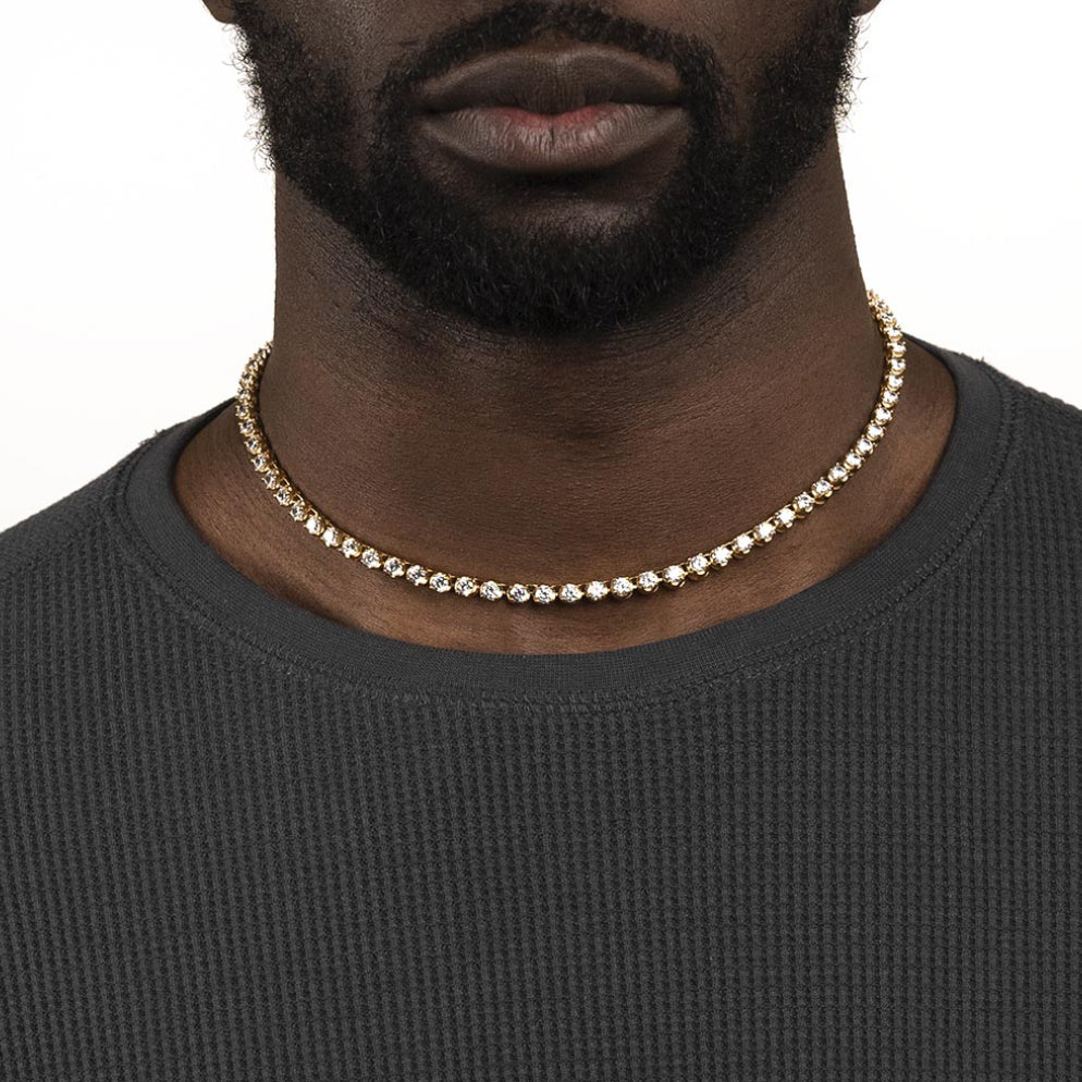 Gold Diamond Tennis Chain Necklace Buttercup The Gold Gods 18 inch