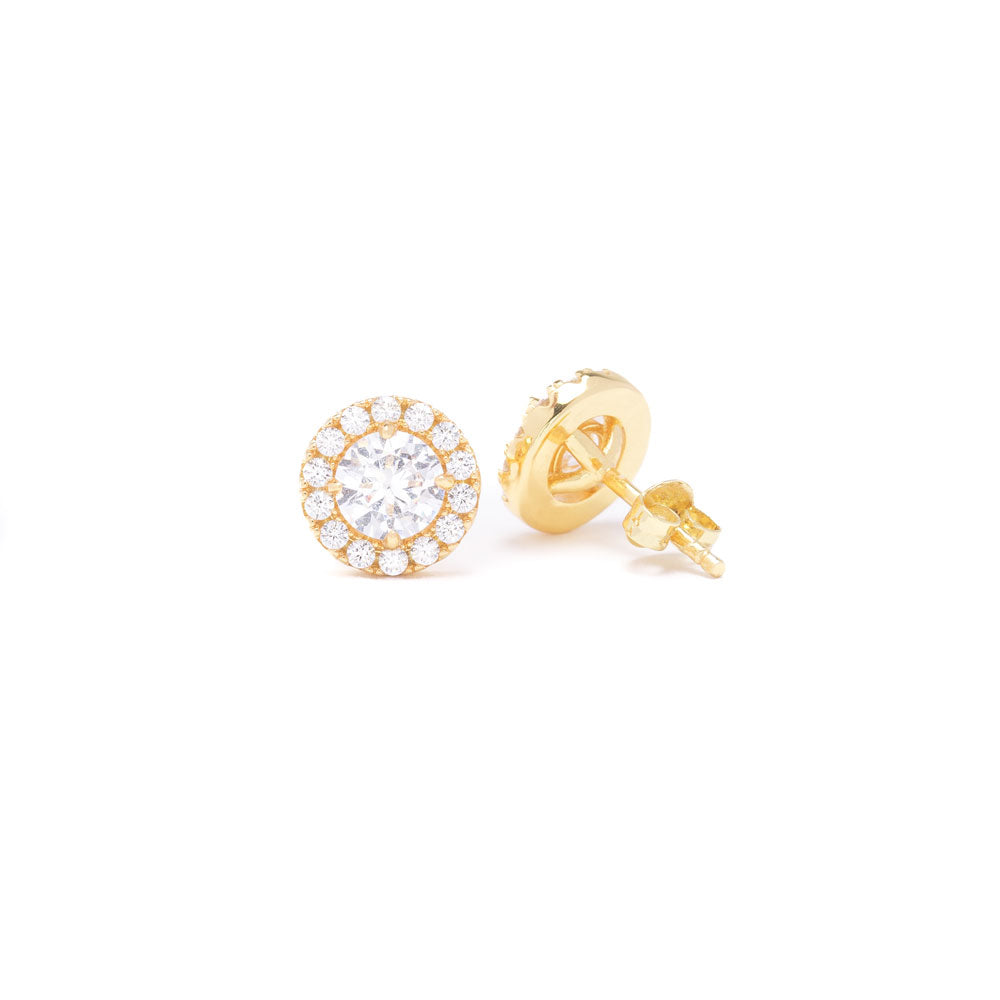 Real Solid 925 Silver Simulated Diamonds Mens Earrings Big Studs 14k Gold  Plated