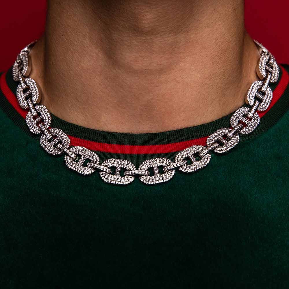 15mm Diamond Mariner Link Chain white gold The Gold Gods