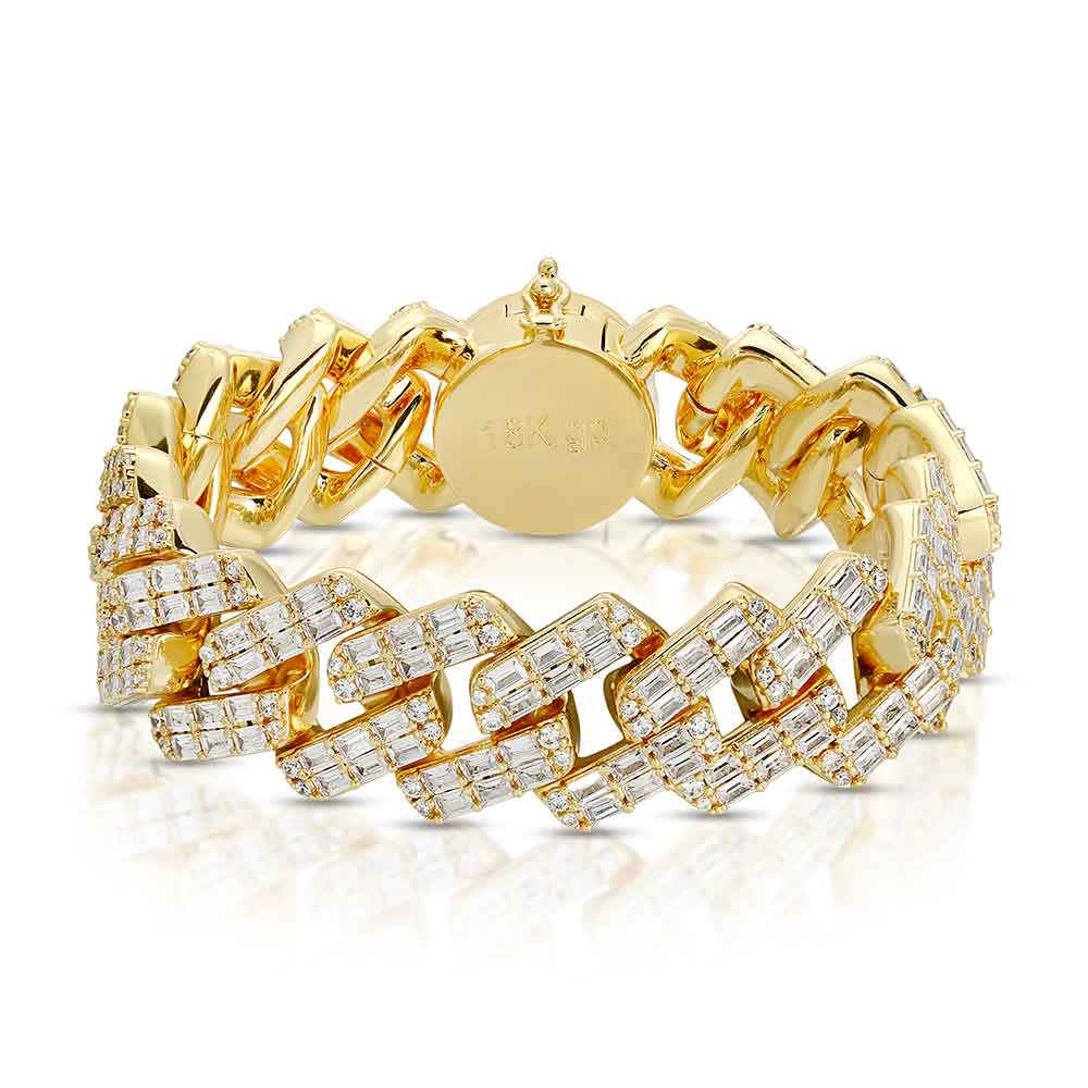 2 Row Diamond Cuban Baguette Bracelet (18 mm) The Gold Gods