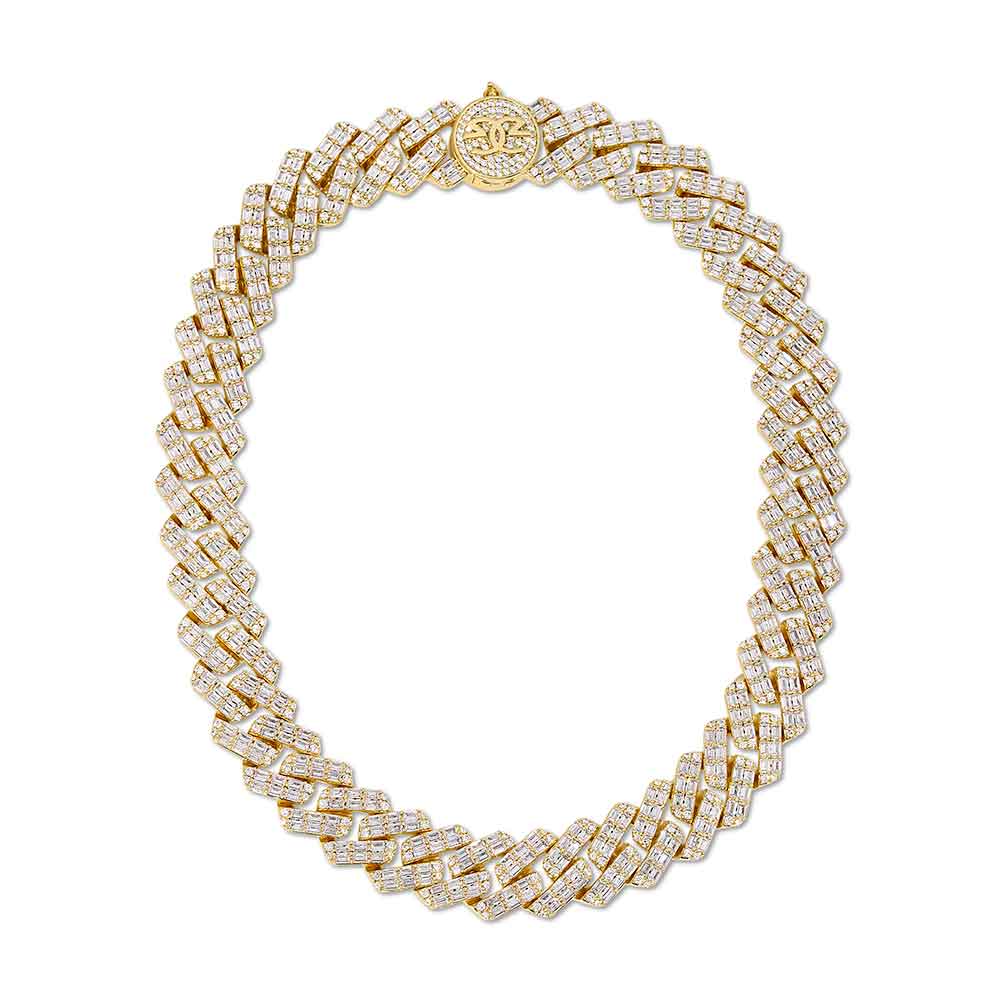 2 Row Baguette 18mm Diamond Cuban Chain The Gold Gods 1