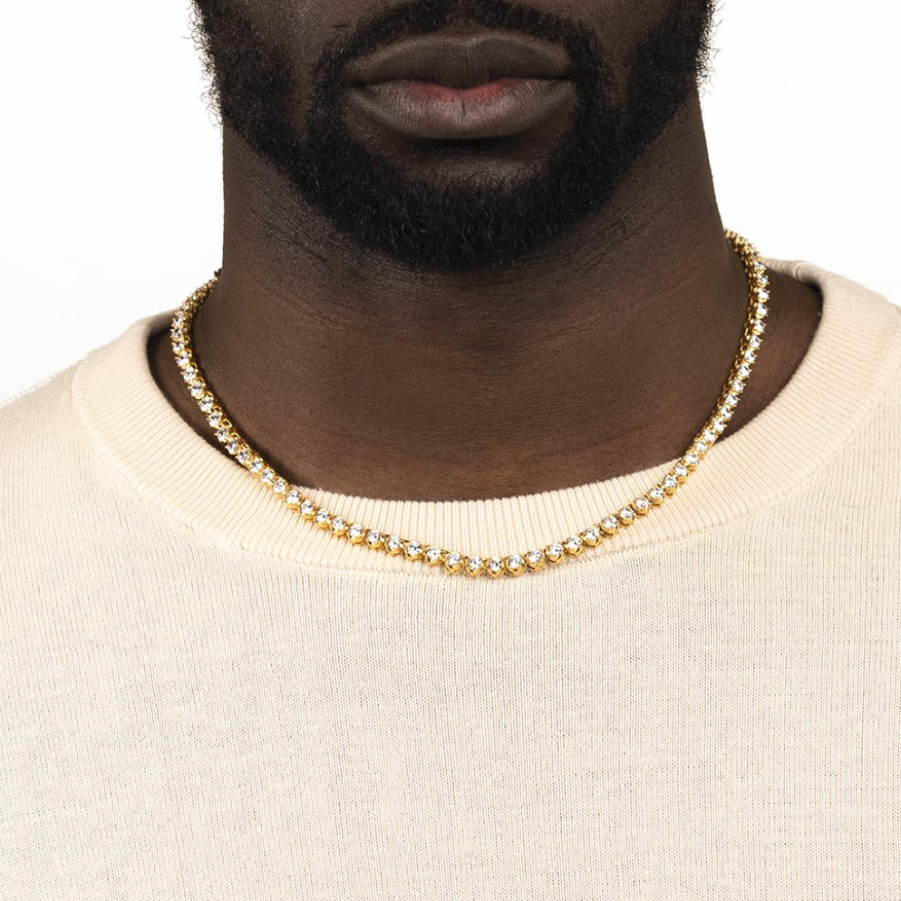 Gold Diamond Tennis Chain Necklace Buttercup The Gold Gods 20 inch
