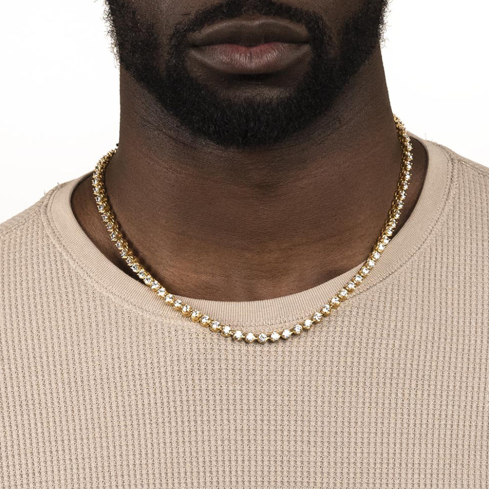 Gold Diamond Tennis Chain Necklace Buttercup The Gold Gods 22 inch