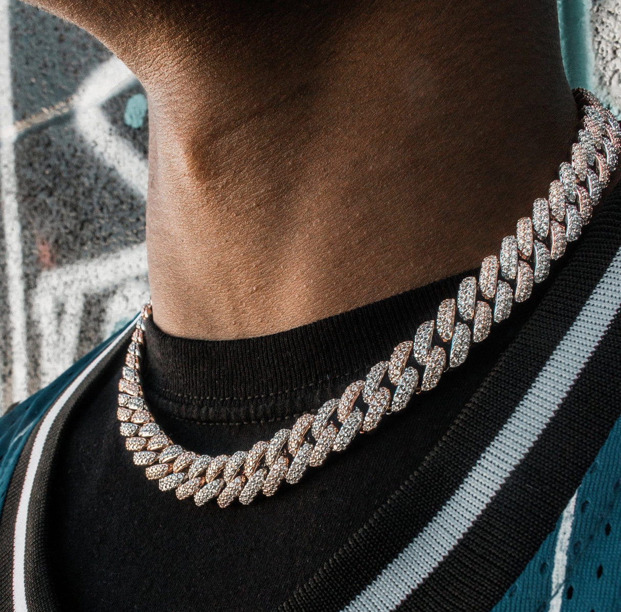 Diamond Cuban Link Choker Chain 12mm The Gold Gods lifestyle look 3