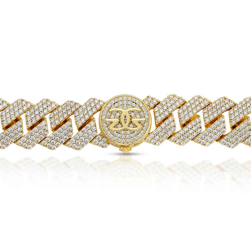 Diamond Cuban Chain 18mm 3 Row The Gold Gods Clasp