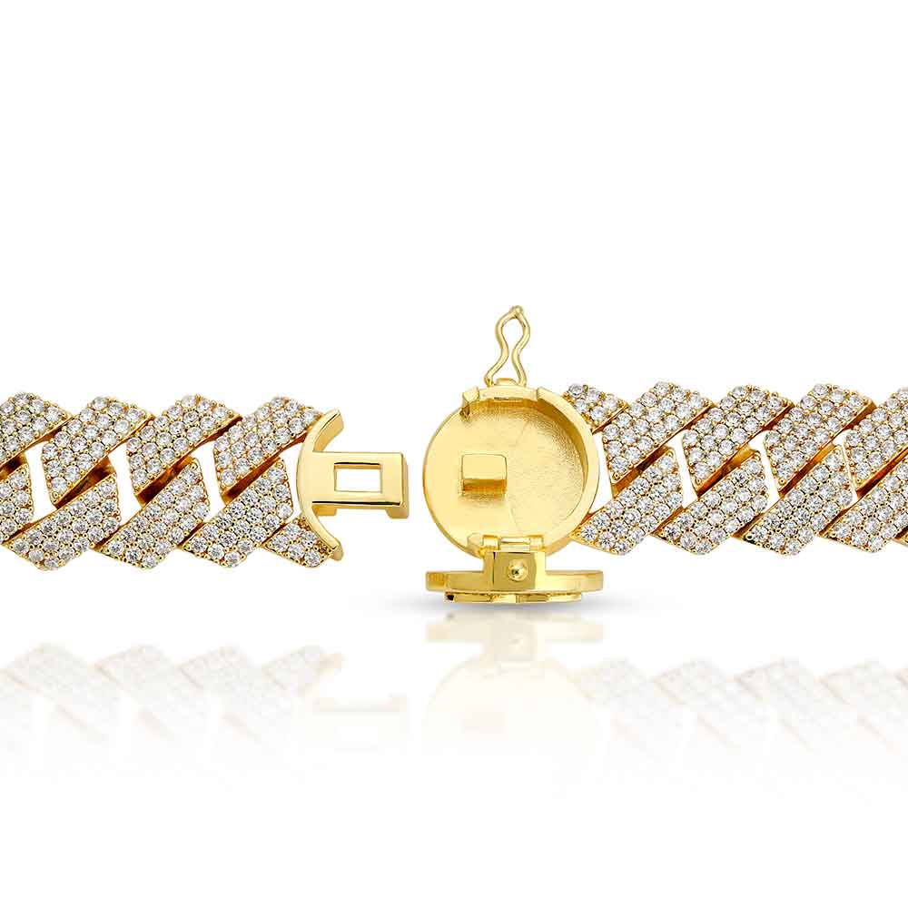 Men's Diamond Cuban Bracelet 3 Row (18 mm) The Gold Gods Clasp 1