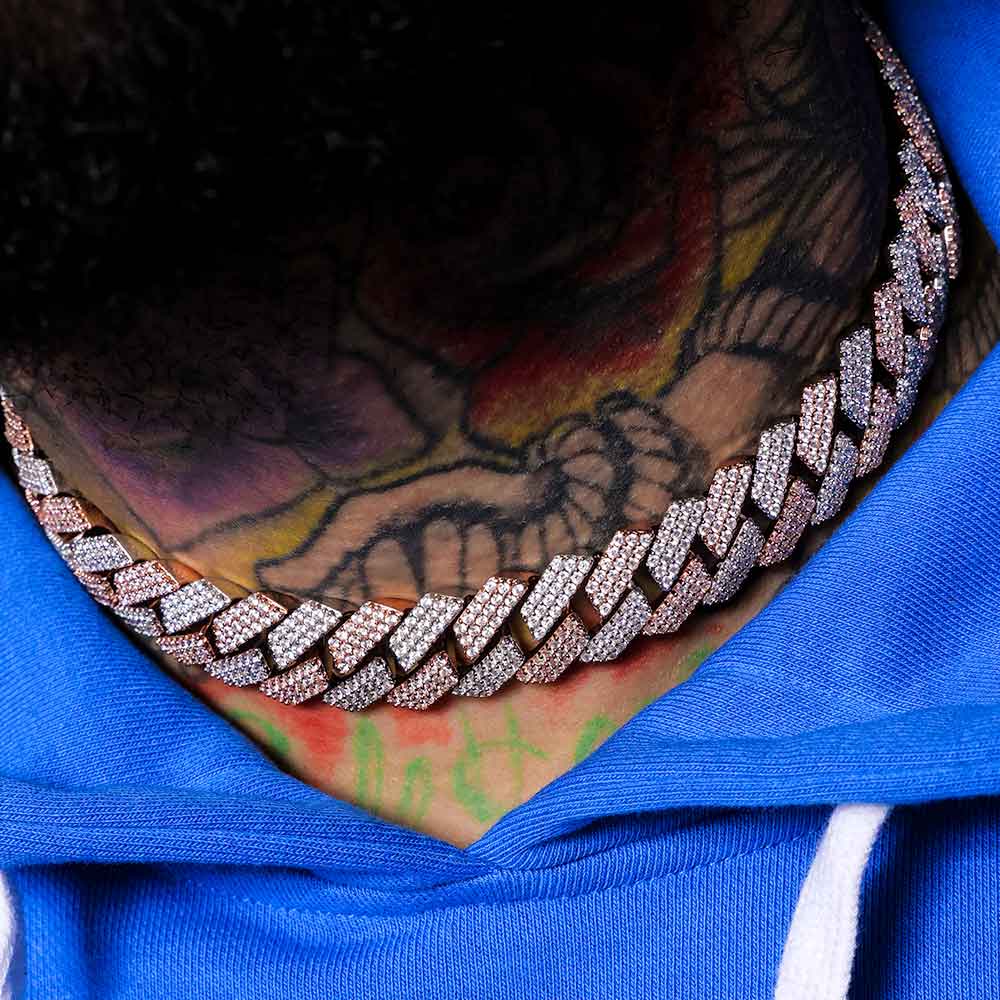 Diamond Cuban Chain 18mm 3 Row 2 Tone The Gold Gods Lifestyle 2