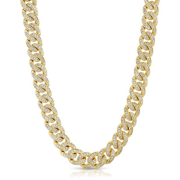 Diamond Cuban Link Micro Choker Chain 8mm The Gold Gods front view