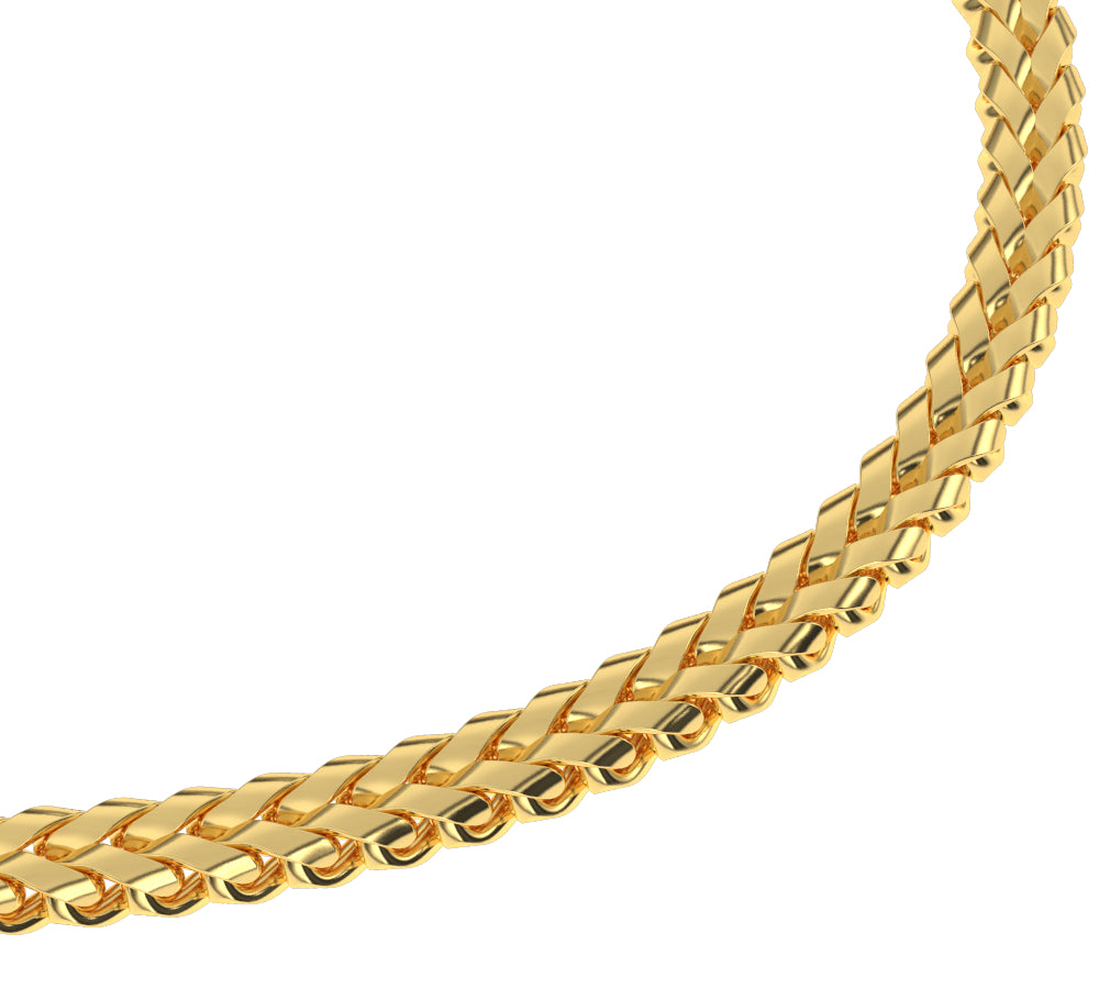 Curved Franco Gold Chain (6MM) 18k gold mens jewelry The Gold Gods side view