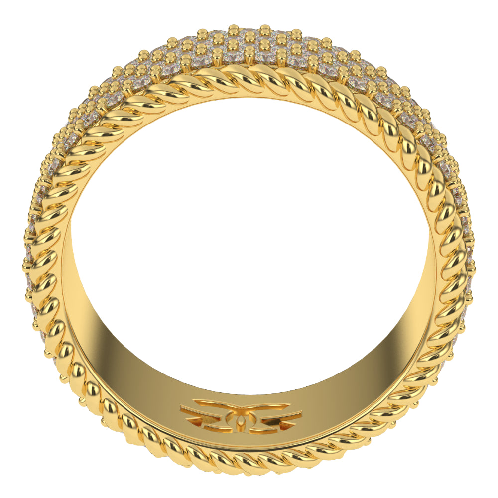 DIAMOND 4-ROW ROPE RING 18k gold plated The Gold Gods mens jewelry side view
