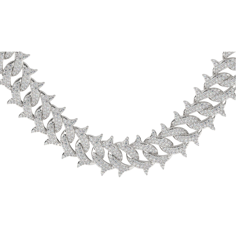 Diamond Cuban Spiked Chain 18k White Gold Men's jewelry The Gold Gods front view close up