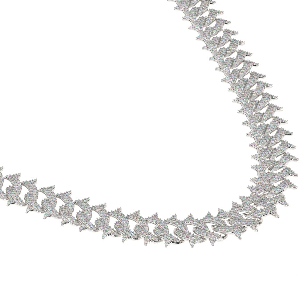 Diamond Cuban Spiked Chain 18k WhiteGold Men's jewelry The Gold Gods side view close up
