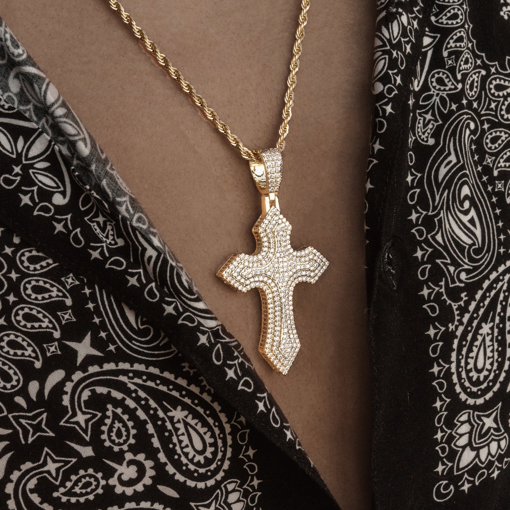 18K Real Gold Plated Diamond Cross Necklace