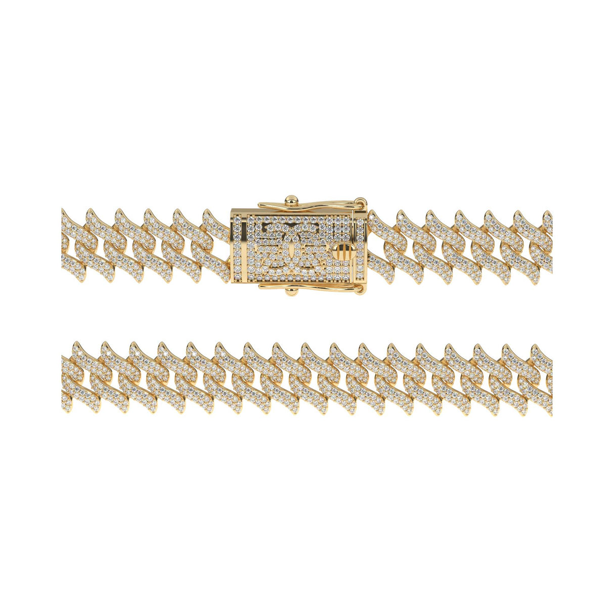 DIAMOND-SPIKED-LAUREL-CUBAN-LINK-CHAIN-18k-gold-plated-lock-view-the-gold-gods-Womens-jewelry