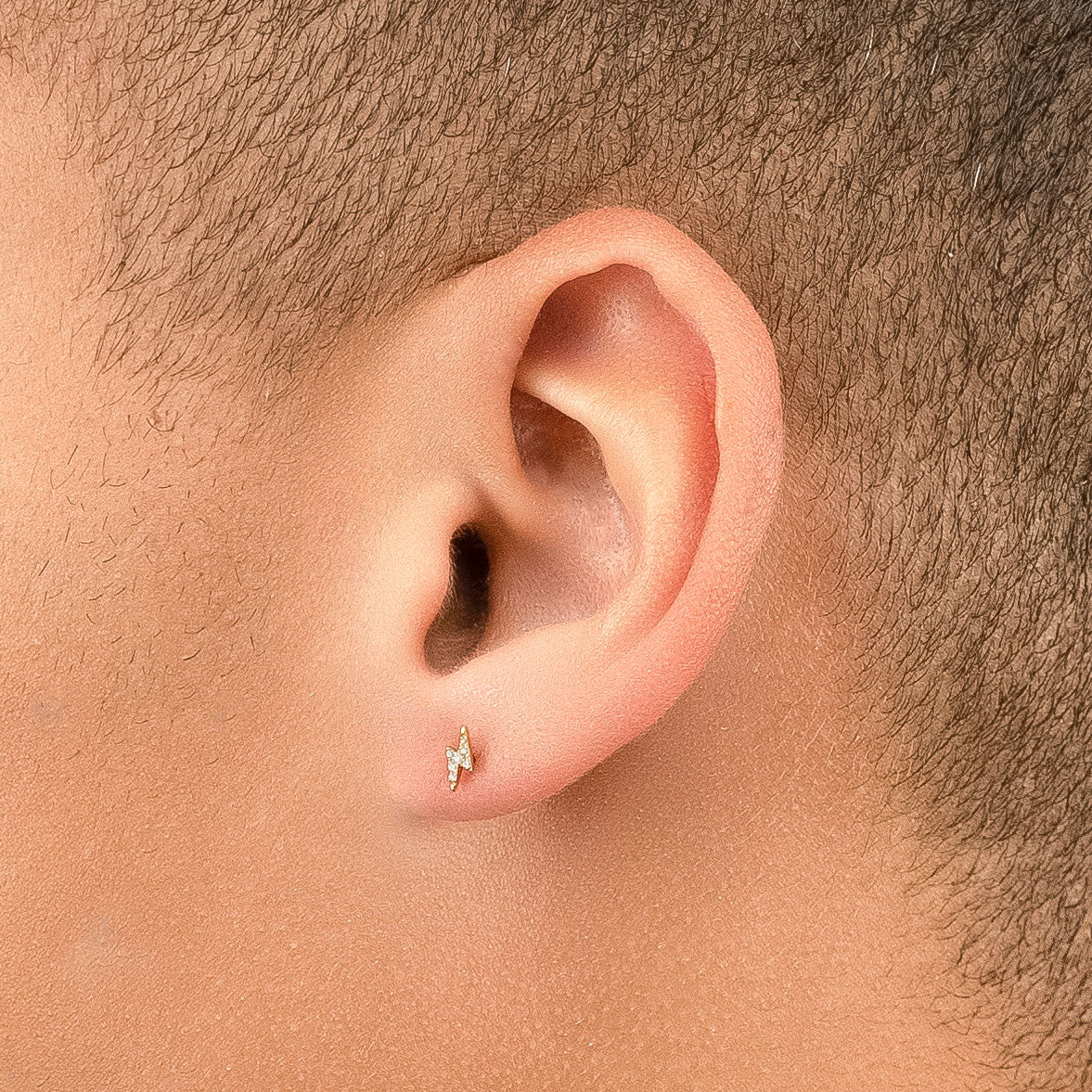 14k Solid Gold Diamond Lightning Bolt Men's Earrings (.05CTW) The Gold Gods