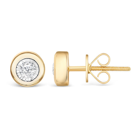 14k Solid Gold Diamond Illusion Round Stud Men's Earrings (.25CTW) The Gold Gods