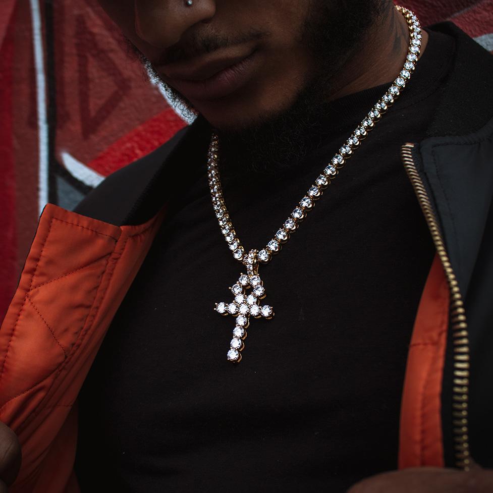 Tennis Gold Chain Diamond Buttercup 4mm The Gold Gods with Diamond Ankh