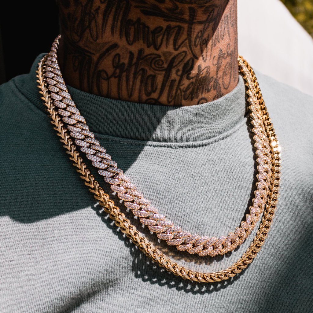 Diamond Cuban Link Choker Chain 12mm The Gold Gods lifestyle look