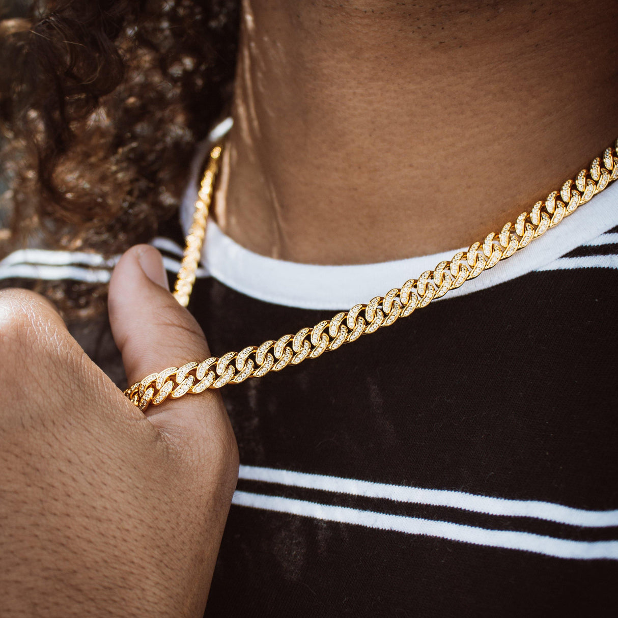 Diamond Cuban Link Micro Choker Chain 8mm The Gold Gods lifestyle look