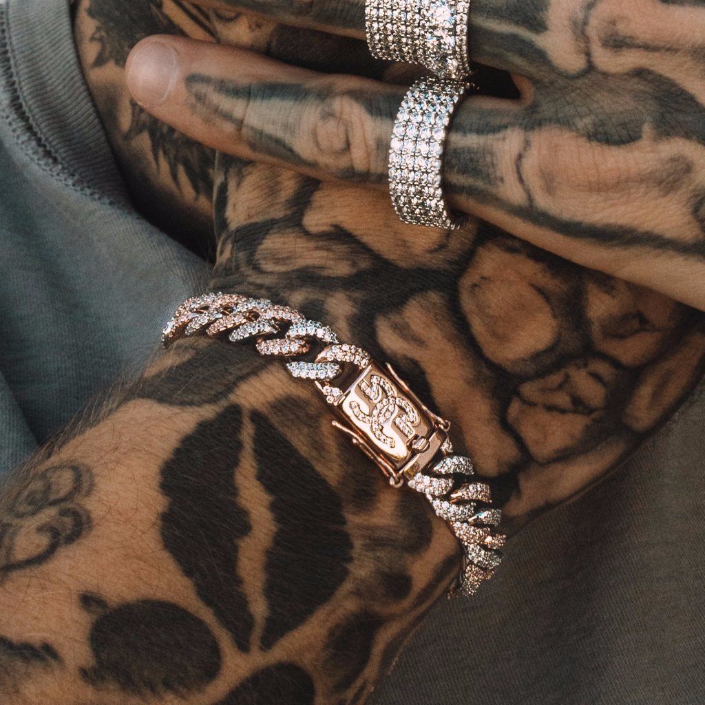 Diamond Cuban Link Bracelet 2 Tone 10mm The Gold Golds lifestyle look