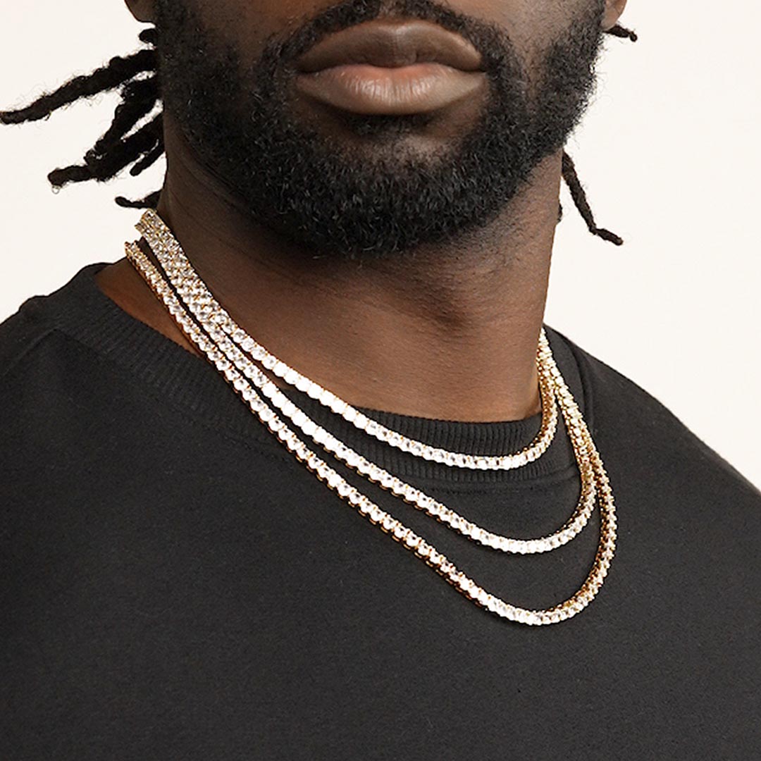 Tennis chain mens gold Clearance