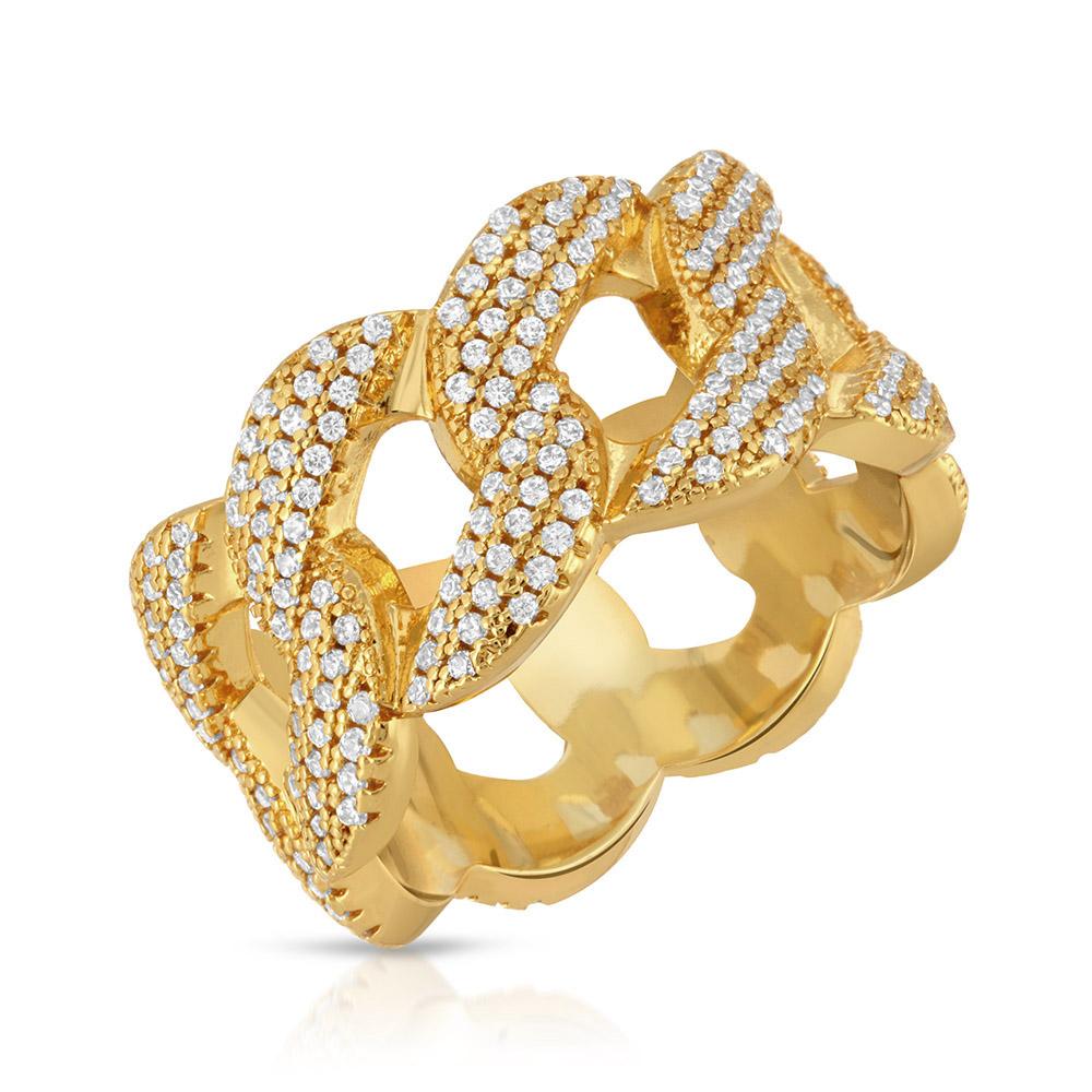 Womens Diamond Cuban Link Ring 10mm Front Look