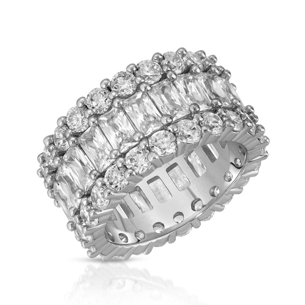 White Gold 3 Row Diamond Baguette Eternity Ring The Gold Gods
