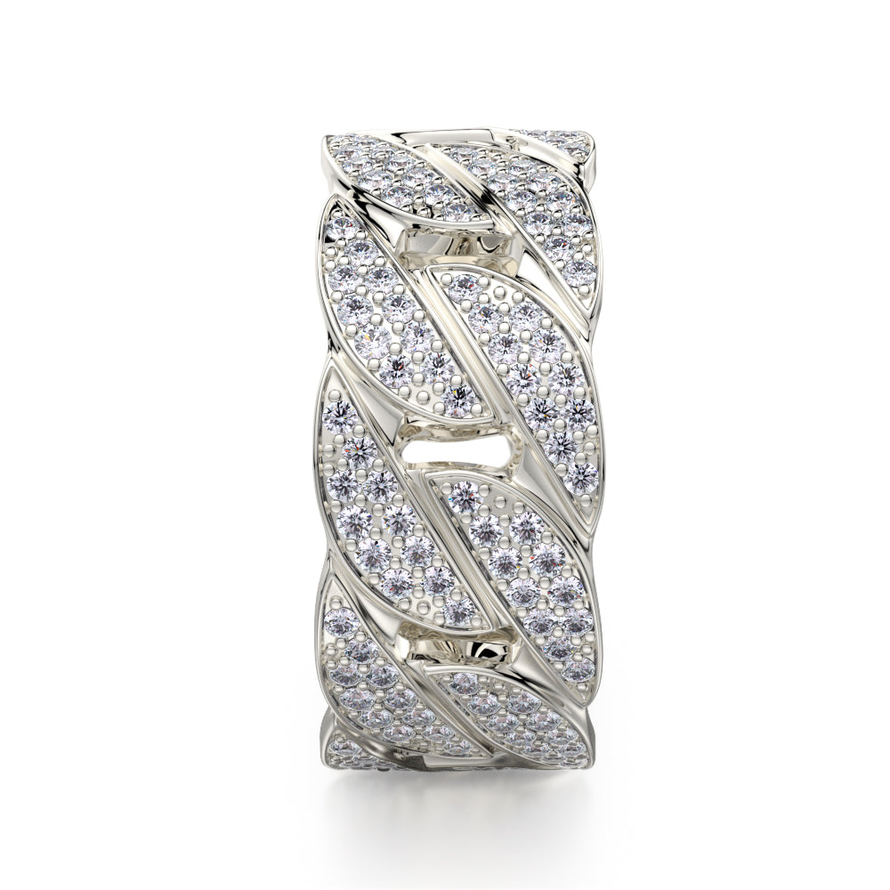 Diamond Cuban Ring in White Gold