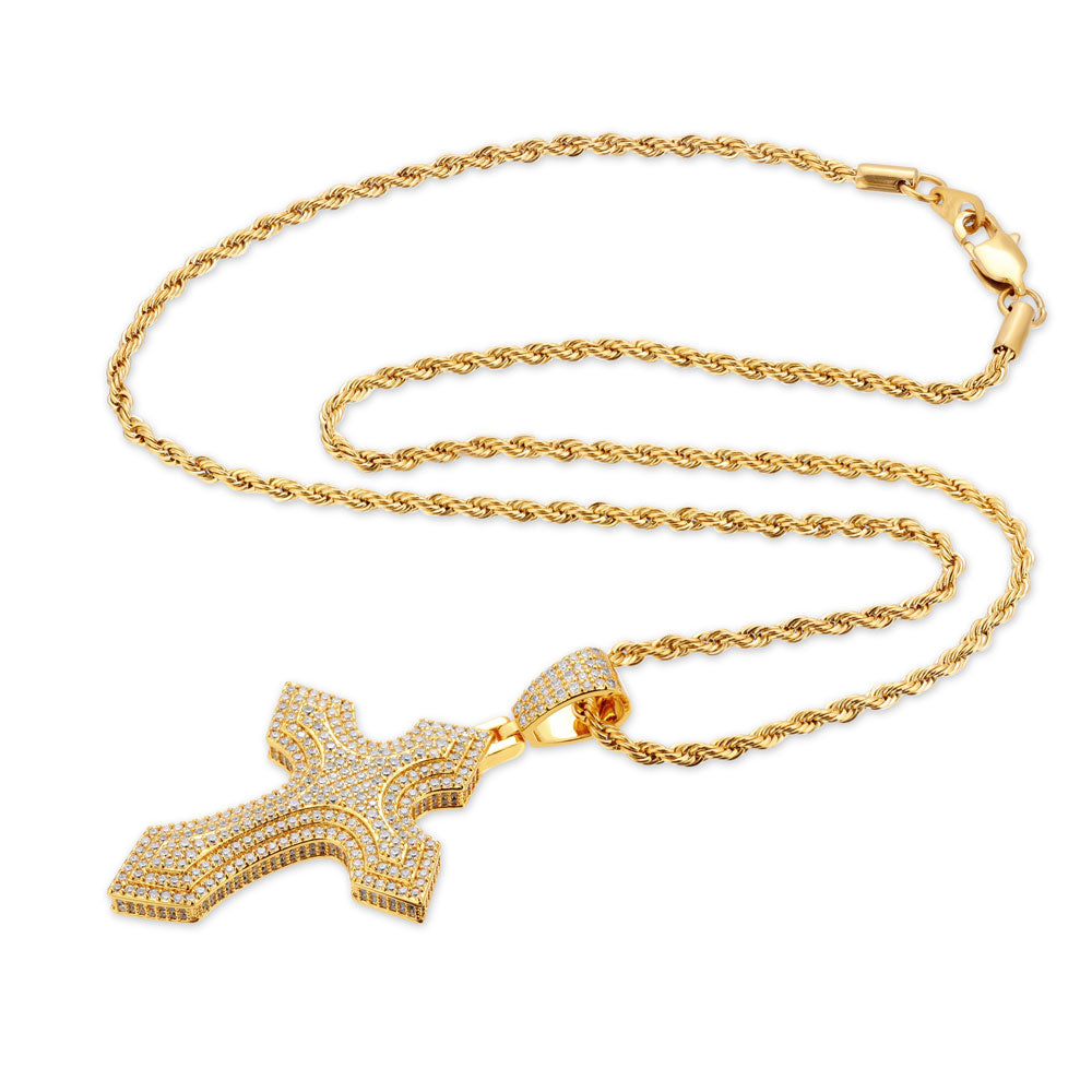 Diamond Royal Cross & Mens Rope Chain 4 The Gold Gods