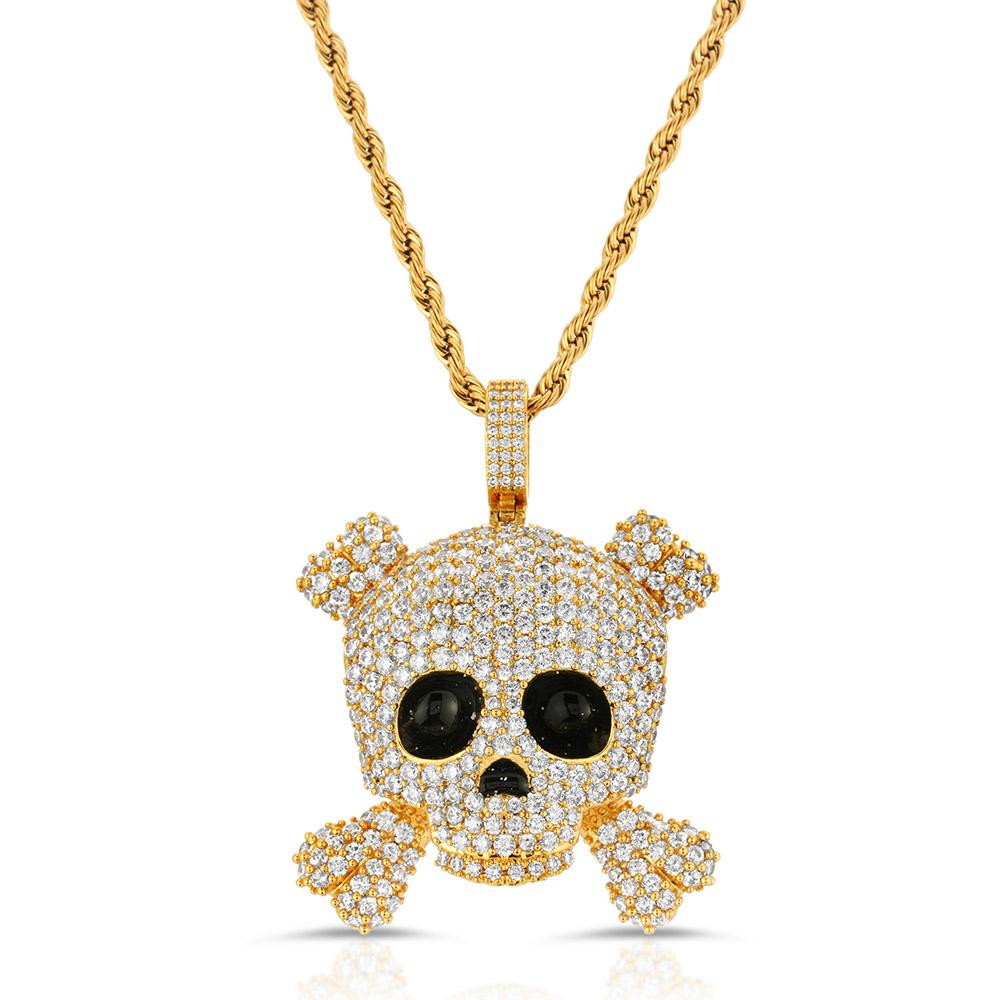 Diamond Skull Pendant with Rope Chain The Gold Gods gold