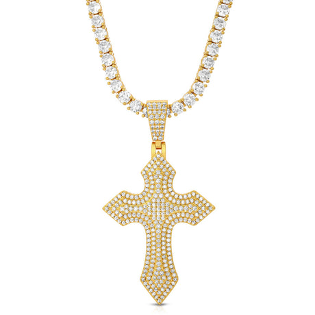 Diamond Royal Cross & Mens Tennis Chain 3 The Gold Gods