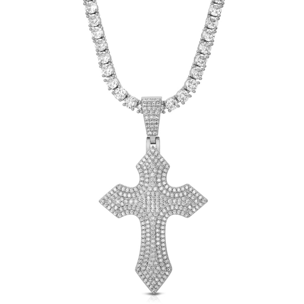 Diamond Royal Cross & Mens Tennis Chain 4 The Gold Gods