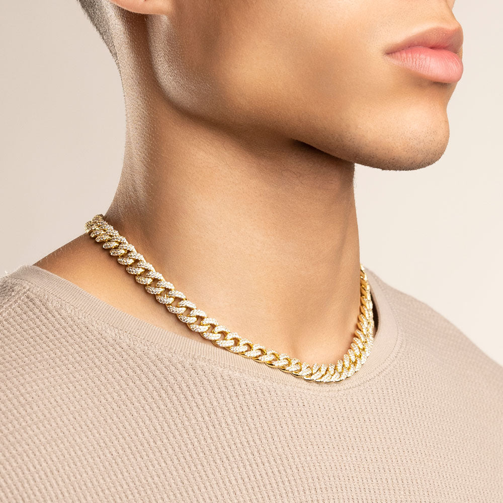 Diamond-Cuban-Link-Chain-10mm-the-Gold-Gods-18k-white-gold-plated-Front-view-Gold-Chain-Mens-Jewelry-18-inch-1