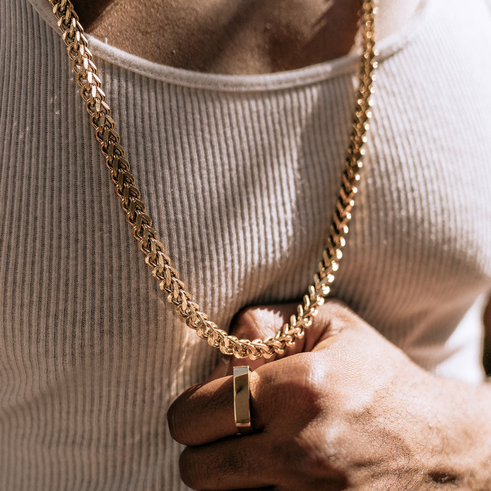 12mm Iced Out Box Chain in Yellow Gold 24inch