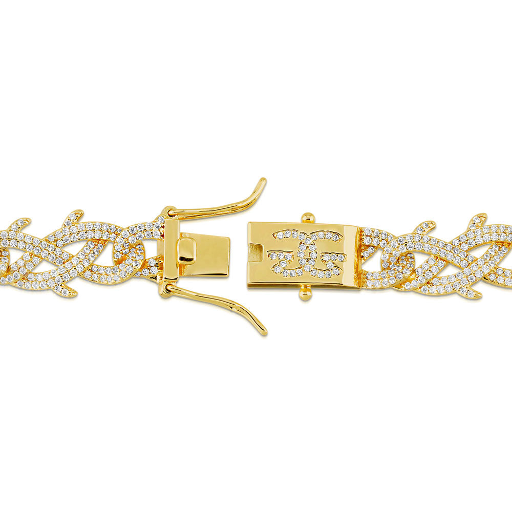 Diamond Crown of Thorns Chain yellow gold lock view The Gold Gods Mens Jewelry