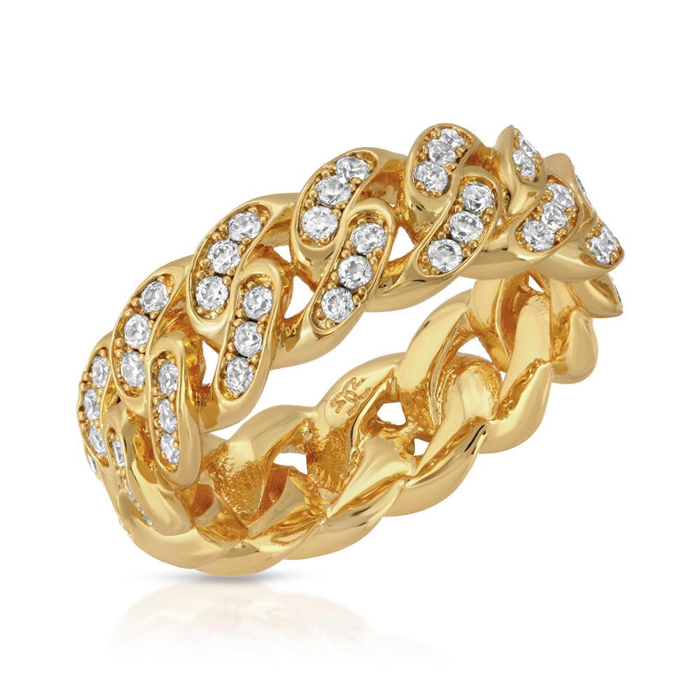 6mm Gold Diamond Cuban Ring The Gold Goddess