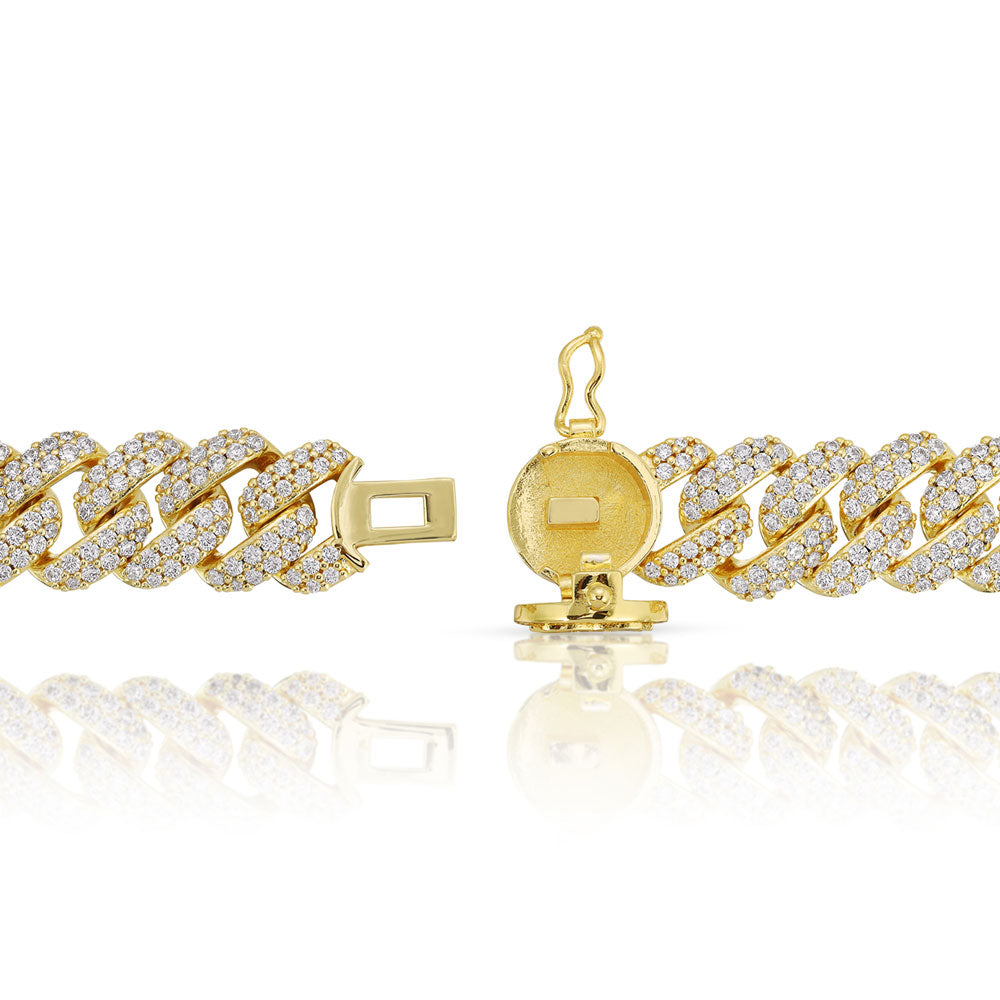 Diamond Cuban Link Bracelet 12mm The Gold Gods Clasp Open
